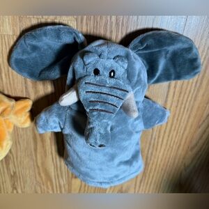 2 Animal Hand Puppet Toys / Golf club covers Lion and Elephant